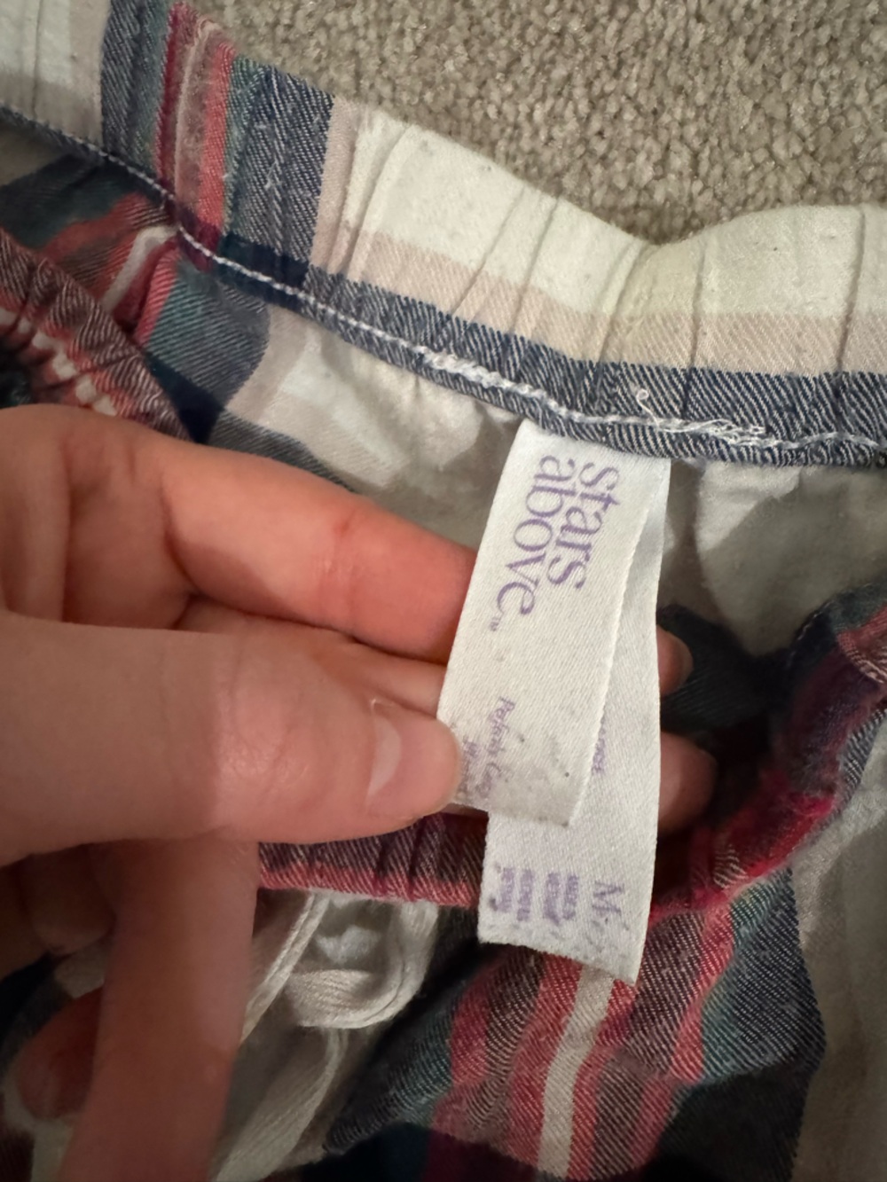 stars above Red White and Green Plaid Two-Piece Pajama Set - Picture 4 of 8